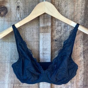 Dobreva Unlined Underwire Black Lace Plunge Bra